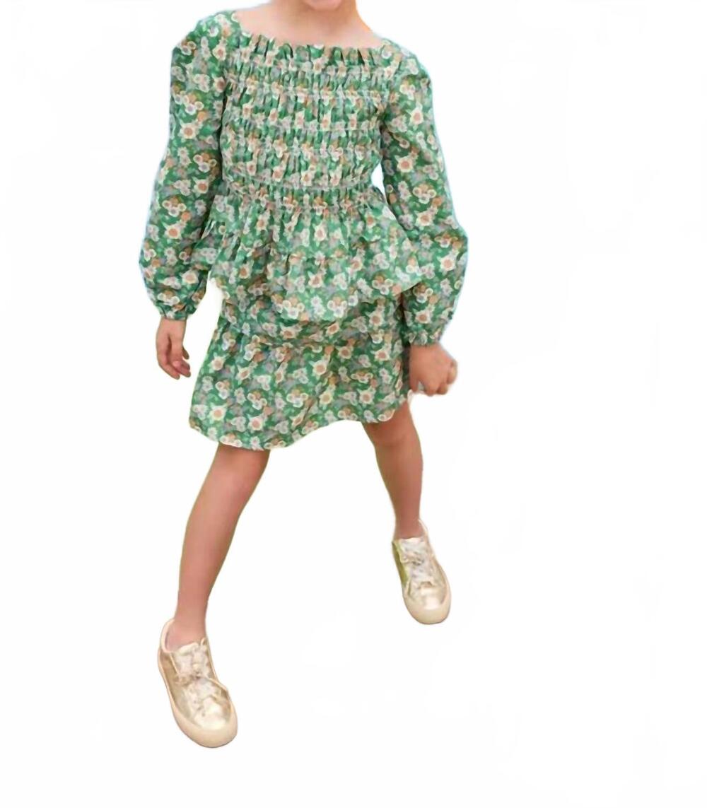 NEW BISBY india long sleeve top in greenwich green